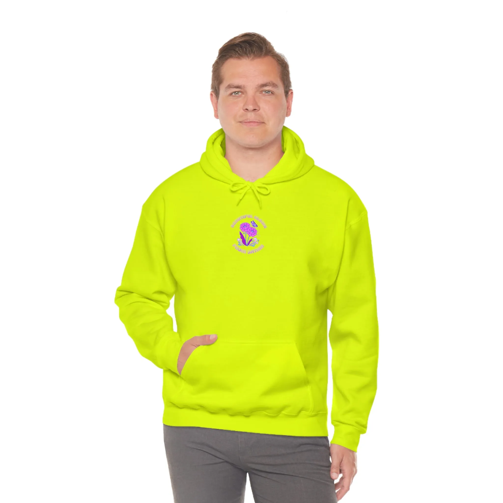 Beautiful Glows from Within Purple Flower Hoodie, Oversized Hoodie, Front Back Print Trendy Sweatshirt, Beach Cover Up, Lake Cover Up
