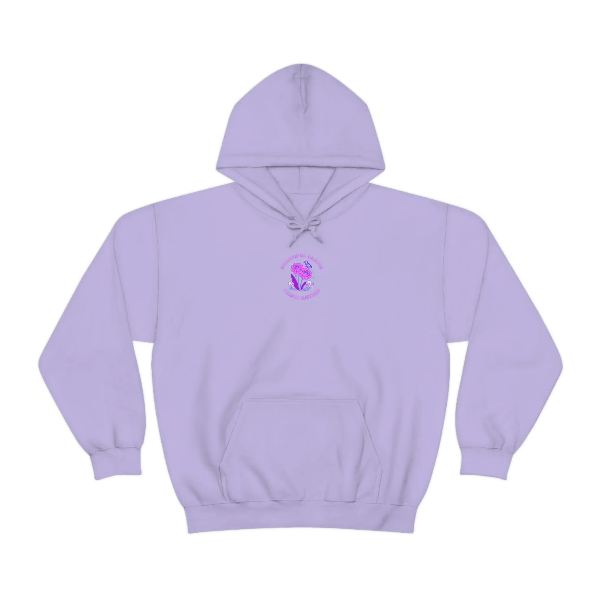 Beautiful Glows from Within Purple Flower Hoodie, Oversized Hoodie, Front Back Print Trendy Sweatshirt, Beach Cover Up, Lake Cover Up