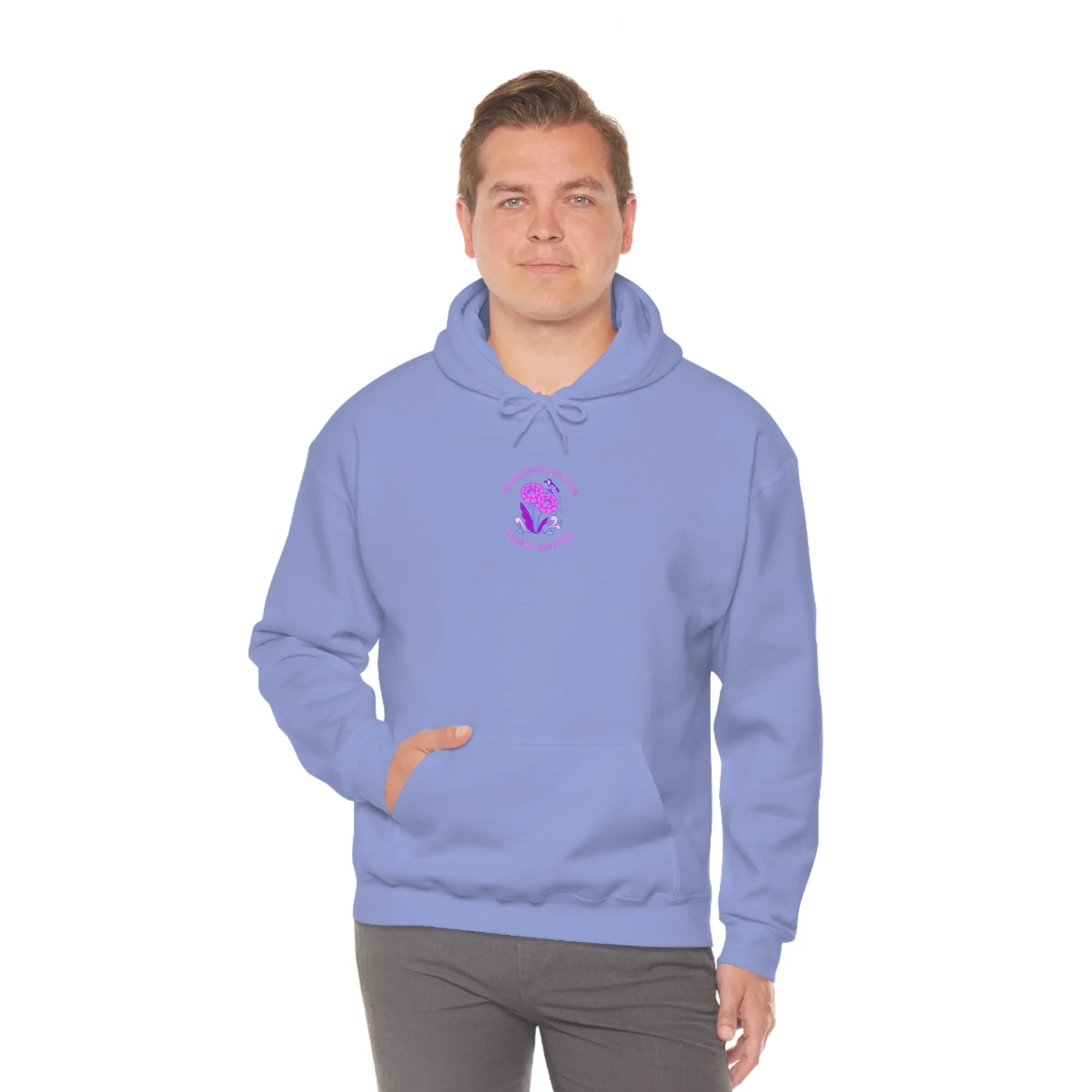 Beautiful Glows from Within Purple Flower Hoodie, Oversized Hoodie, Front Back Print Trendy Sweatshirt, Beach Cover Up, Lake Cover Up