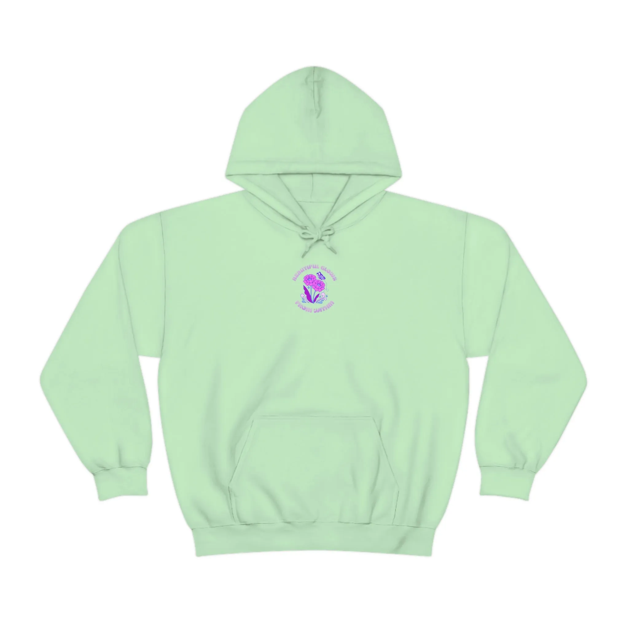 Beautiful Glows from Within Purple Flower Hoodie, Oversized Hoodie, Front Back Print Trendy Sweatshirt, Beach Cover Up, Lake Cover Up