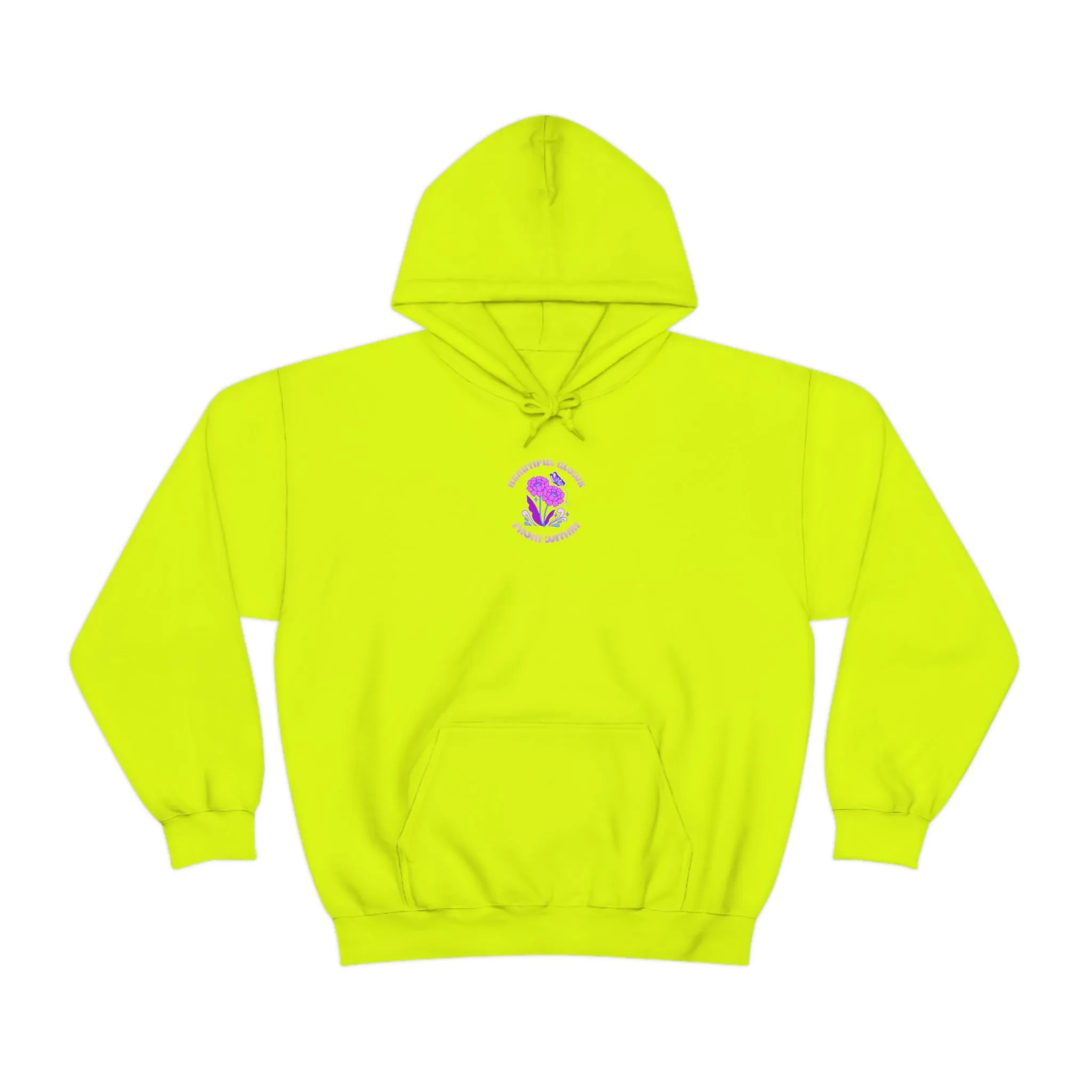 Beautiful Glows from Within Purple Flower Hoodie, Oversized Hoodie, Front Back Print Trendy Sweatshirt, Beach Cover Up, Lake Cover Up
