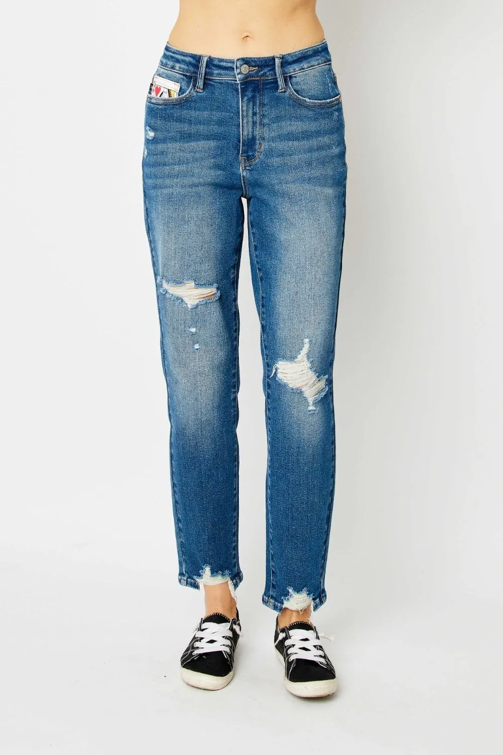 Blue Distressed Slim Jeans