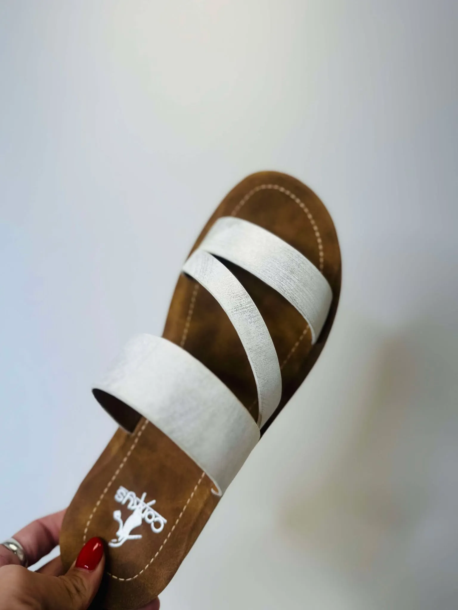 Corky's Linda White Metallic Strappy Sandal