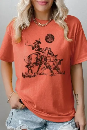 Cowboy Lasso Cow Western Graphic Heavy Cotton Tee