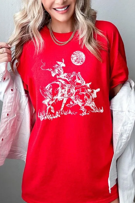 Cowboy Lasso Cow Western Graphic Heavy Cotton Tee