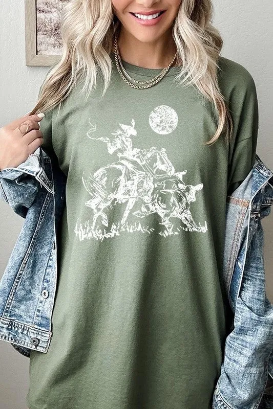 Cowboy Lasso Cow Western Graphic Heavy Cotton Tee