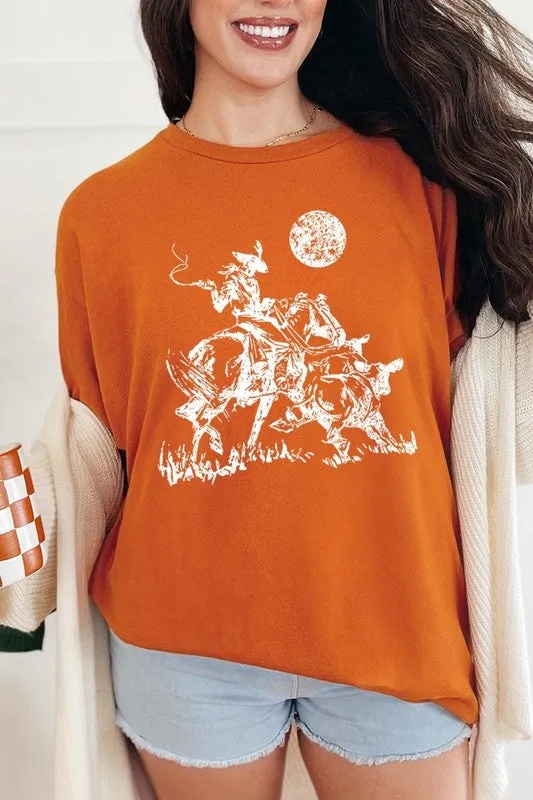 Cowboy Lasso Cow Western Graphic Heavy Cotton Tee