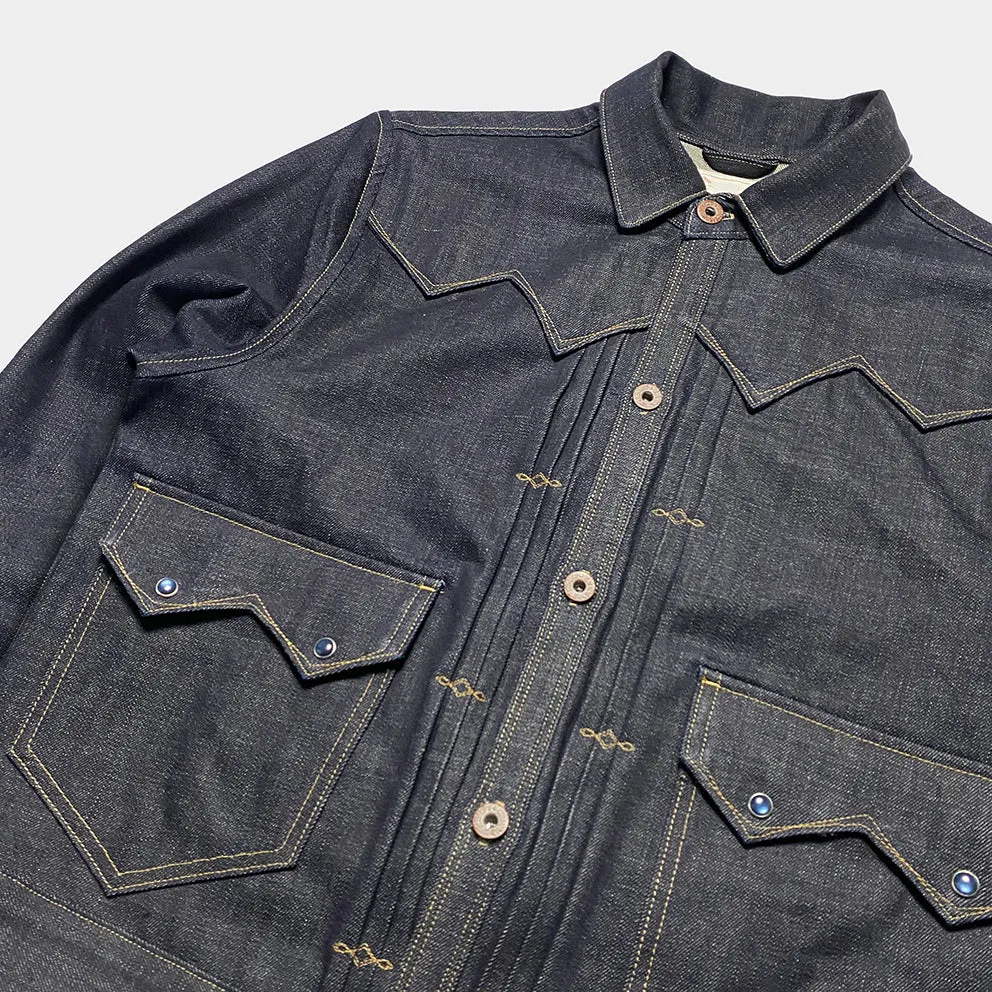 DDL 332 SWT REGULAR FIT SAWTOOTH INSPIRED 2 POCKET CONE MILLS ORGANIC COTTON DENIM JACKET-12.75OZ-RAW INDIGO