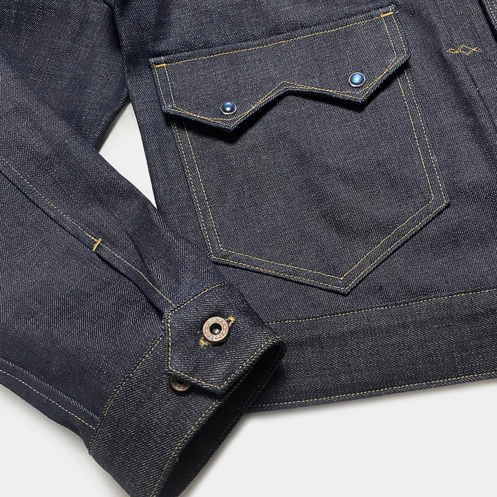 DDL 332 SWT REGULAR FIT SAWTOOTH INSPIRED 2 POCKET CONE MILLS ORGANIC COTTON DENIM JACKET-12.75OZ-RAW INDIGO