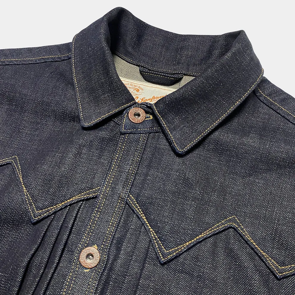 DDL 332 SWT REGULAR FIT SAWTOOTH INSPIRED 2 POCKET CONE MILLS ORGANIC COTTON DENIM JACKET-12.75OZ-RAW INDIGO