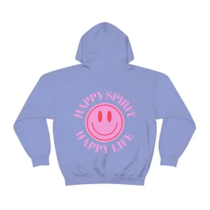 Happy Spirit Happy Life Sweatshirt, Gildan 18500 Hoodie, Oversized Hoodie, Back Print Trendy Sweatshirt, Beach Cover Up, Lake Cover