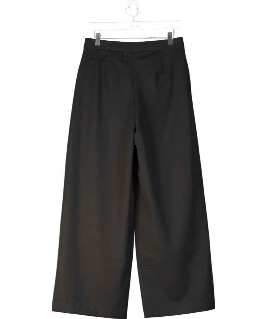 NA-KD Black Pleated Wide Leg Trousers UK 8