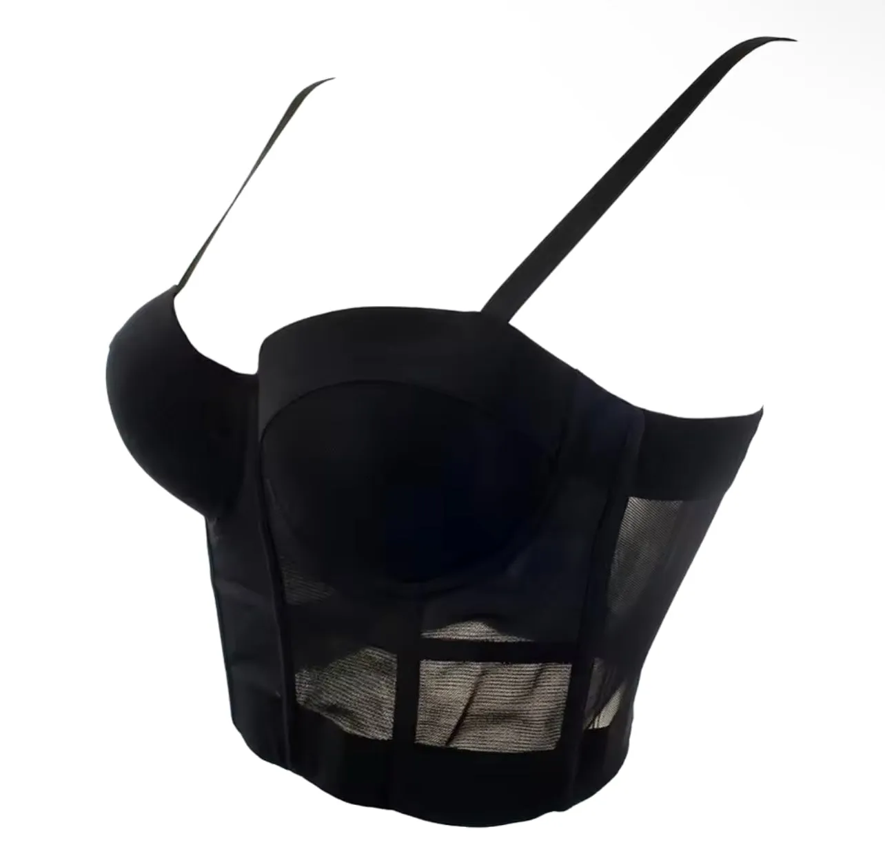 Sexy Black Transparent Mesh Push-Up Bralette