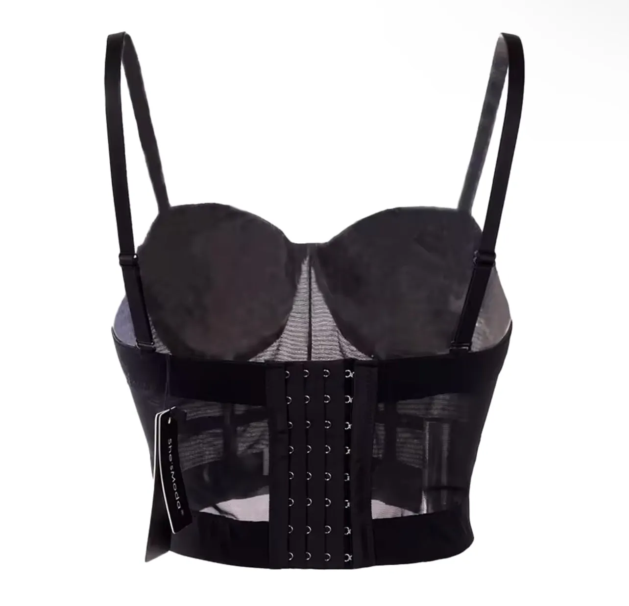 Sexy Black Transparent Mesh Push-Up Bralette