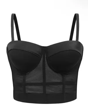 Sexy Black Transparent Mesh Push-Up Bralette
