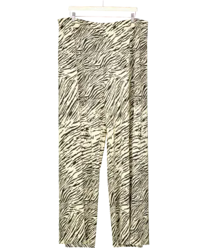 Very Cream Plisse Animal Print Wide Leg Trousers UK 22