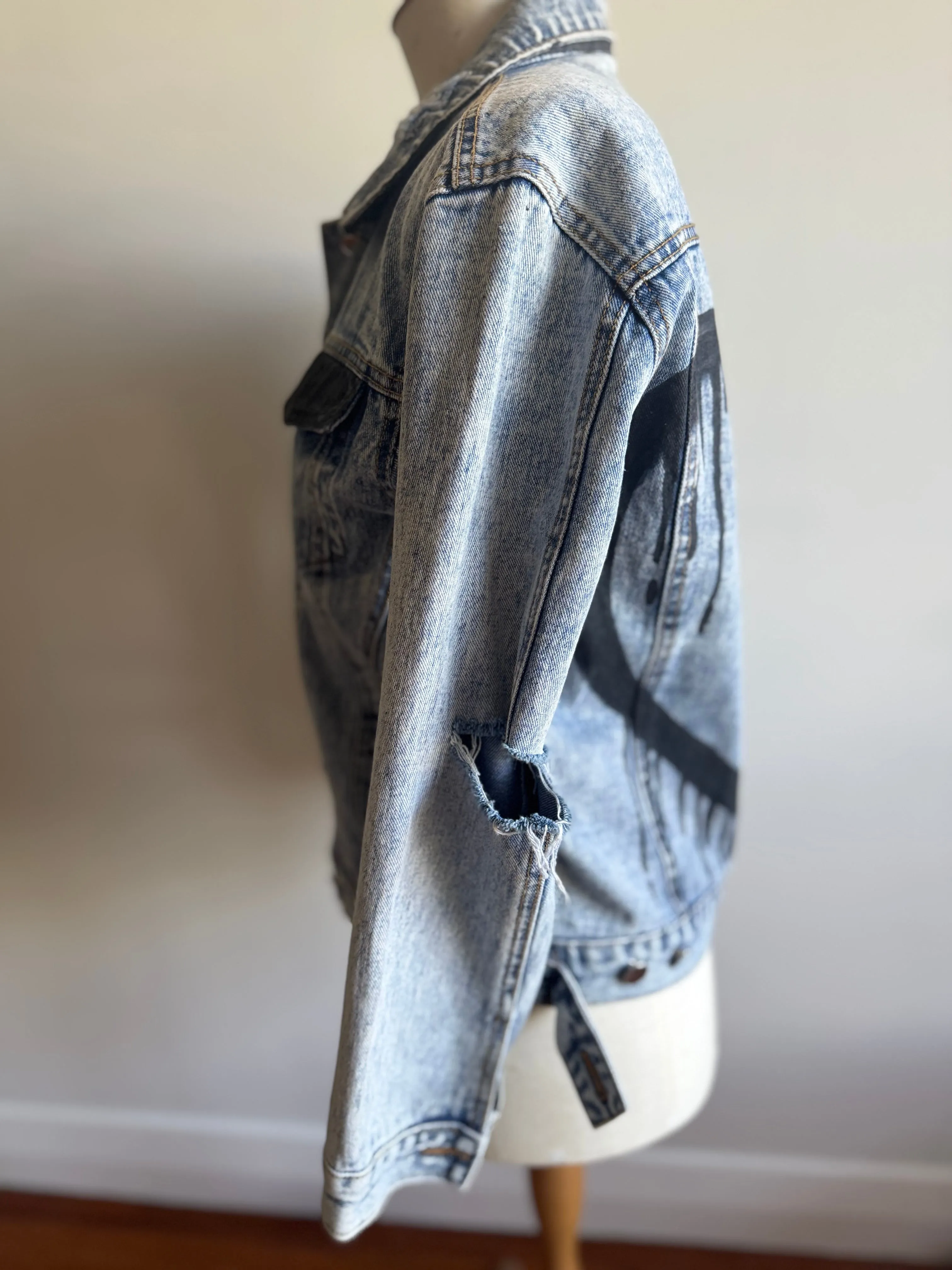Wren and Glory Size S Hand Painted Denim Jacket