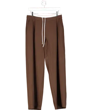 ZARA Brown Wide Leg Pull On Trousers With Double Waistband UK S